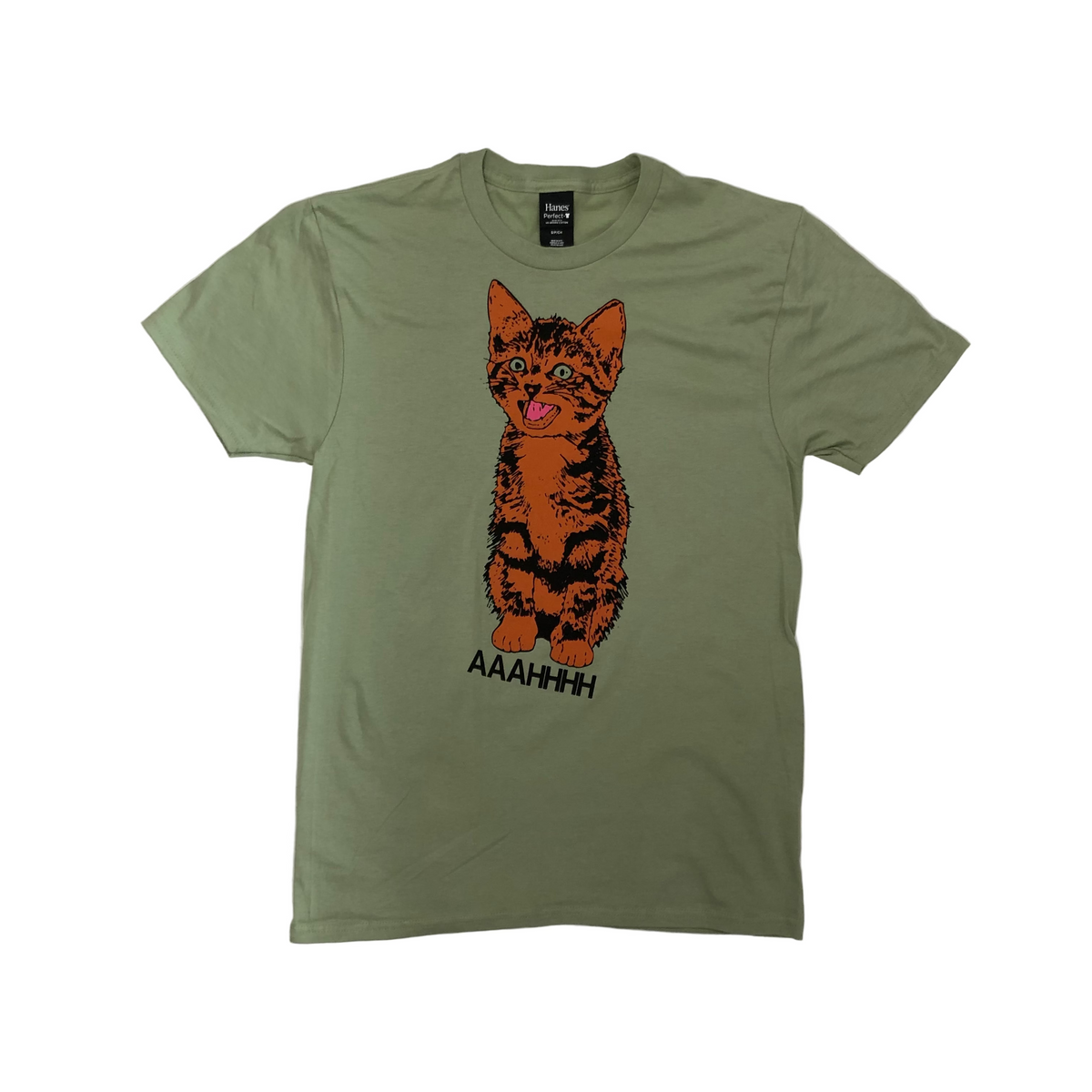 AAAHHHH Cat T-shirt - Mossy Green – badknees