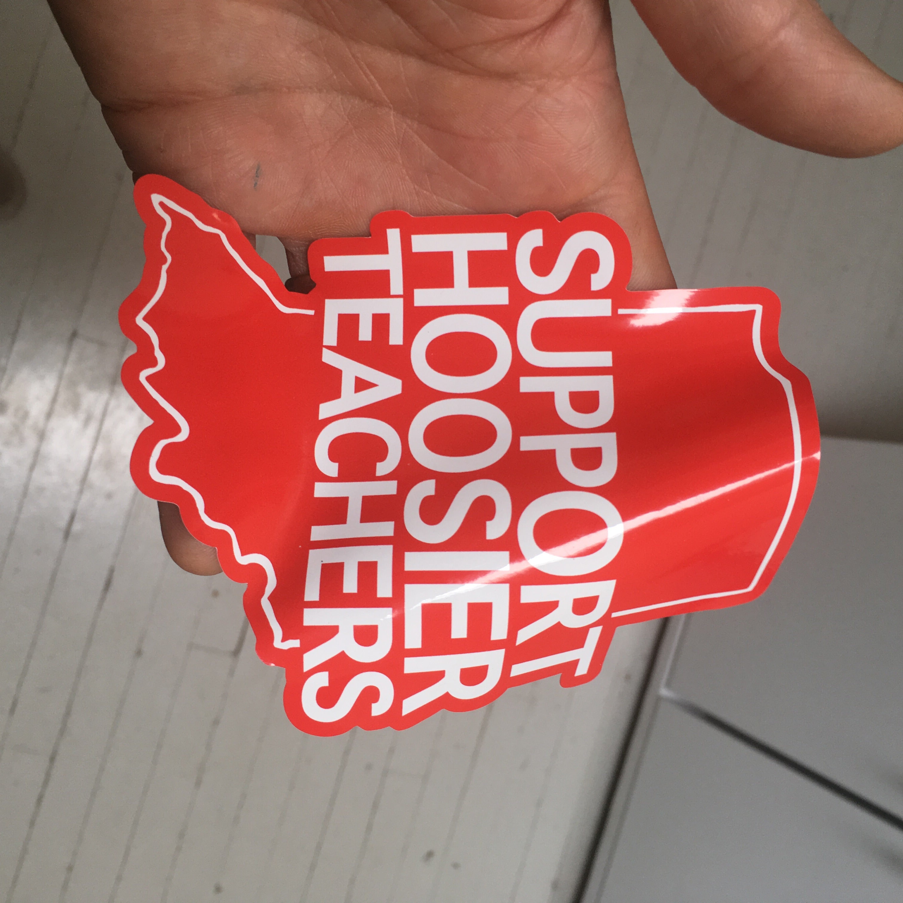 Indiana Red For Ed window cling - Support Hoosier Teachers - badkneesTs | badkneesTs