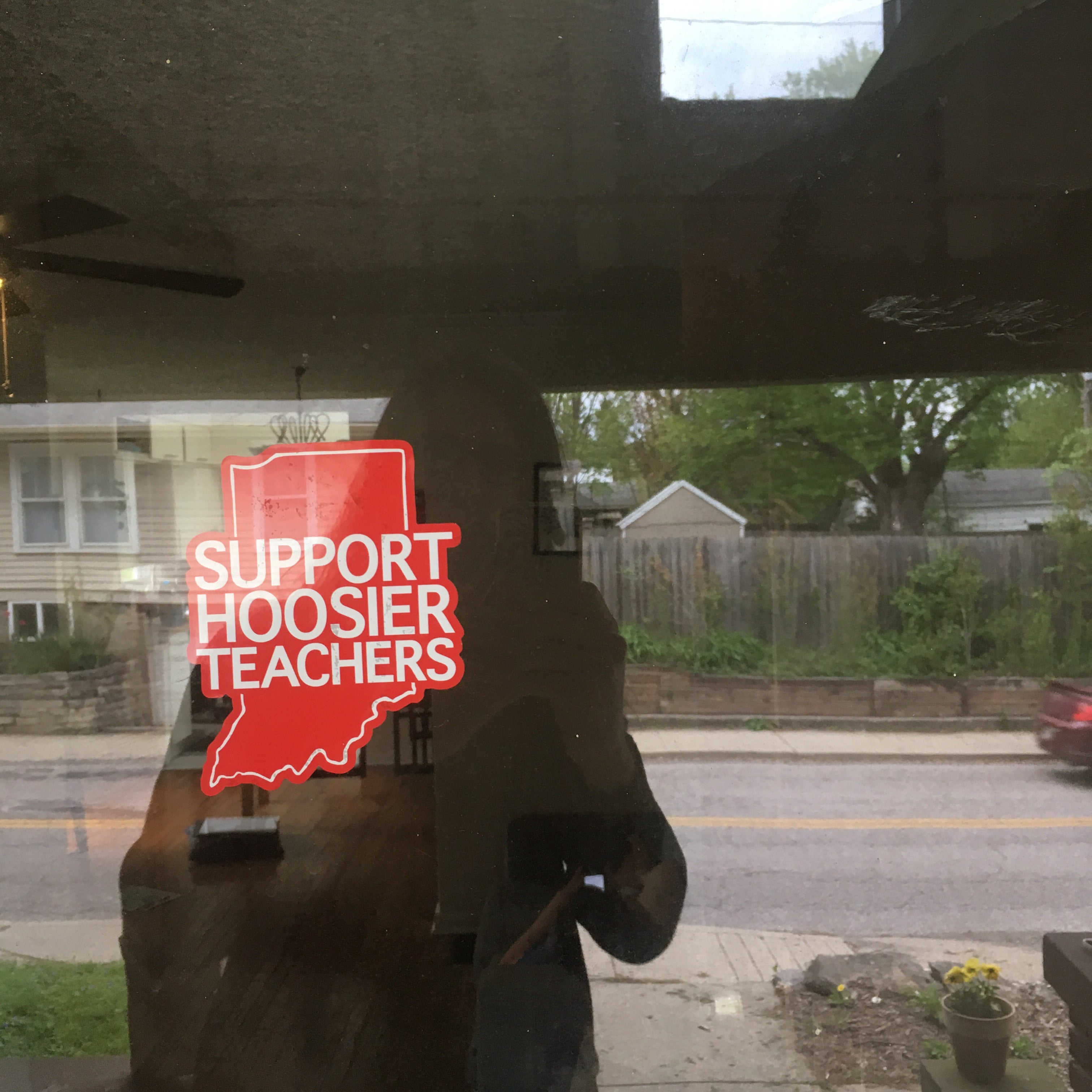 Indiana Red For Ed window cling - Support Hoosier Teachers - badkneesTs | badkneesTs