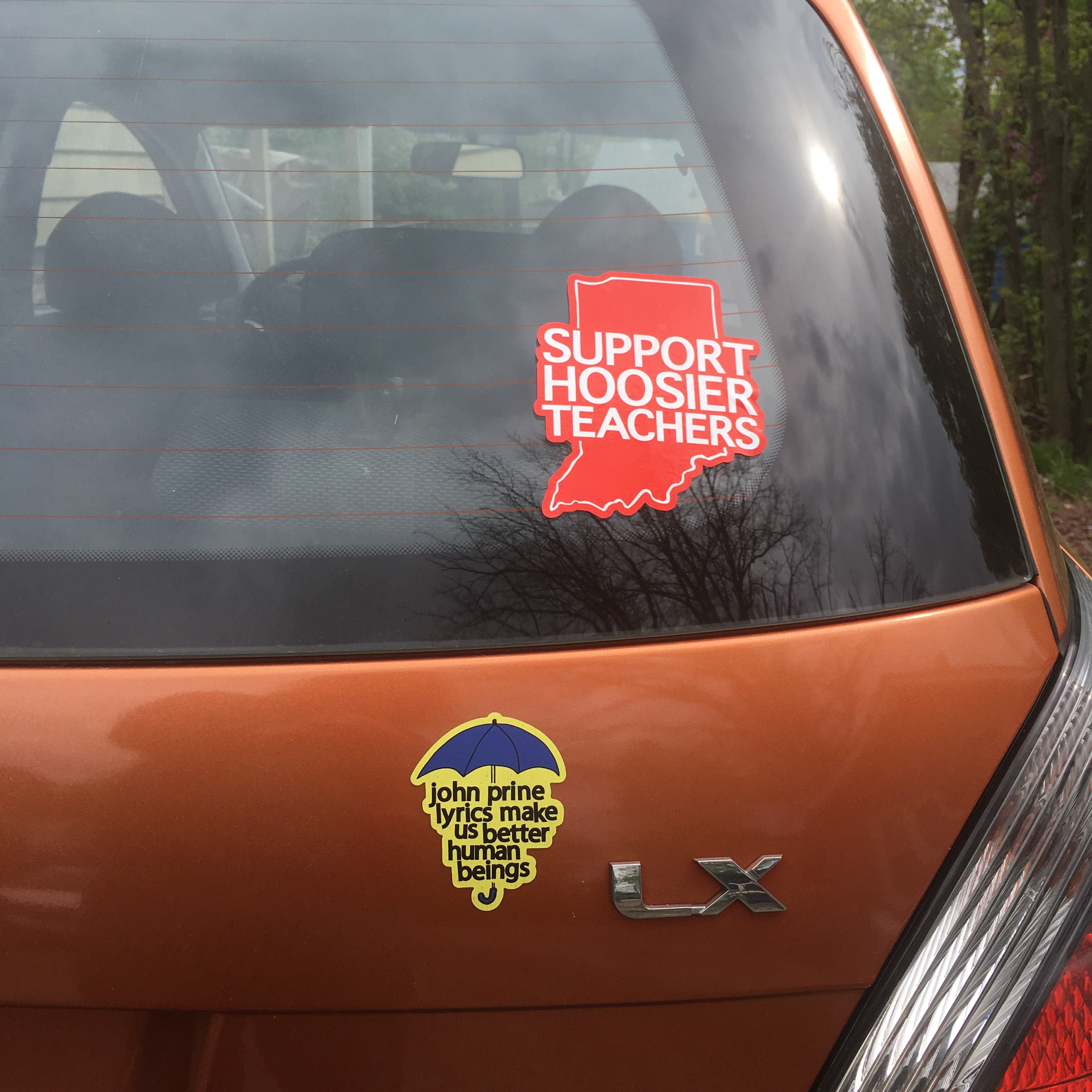Indiana Red For Ed window cling - Support Hoosier Teachers - badkneesTs | badkneesTs