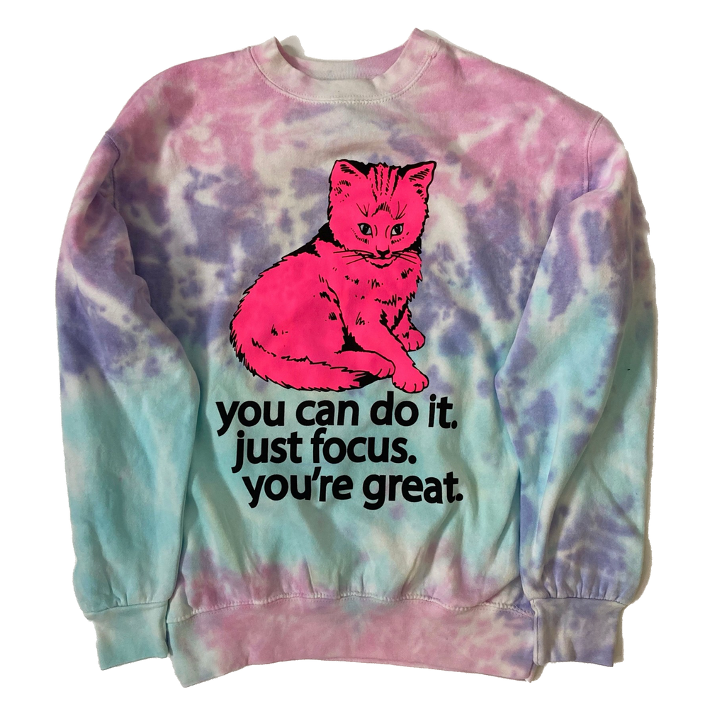 badknees cotton candy focus cat sweatshirt