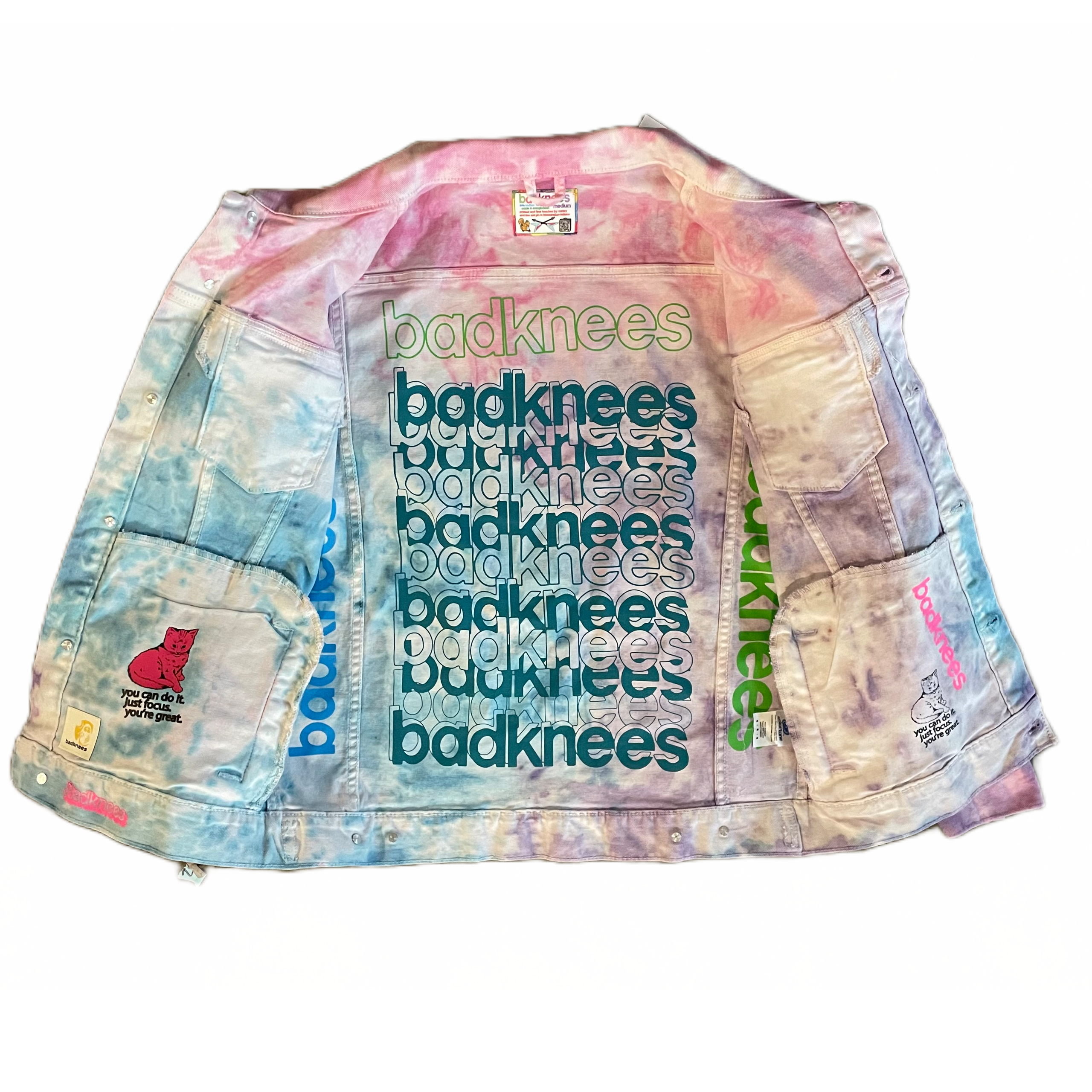 Focus Cat Tie Dye Denim Jacket - Cotton Candy (Unisex Focus Cat Tie Dye Denim Jacket - Cotton Candy (Unisex