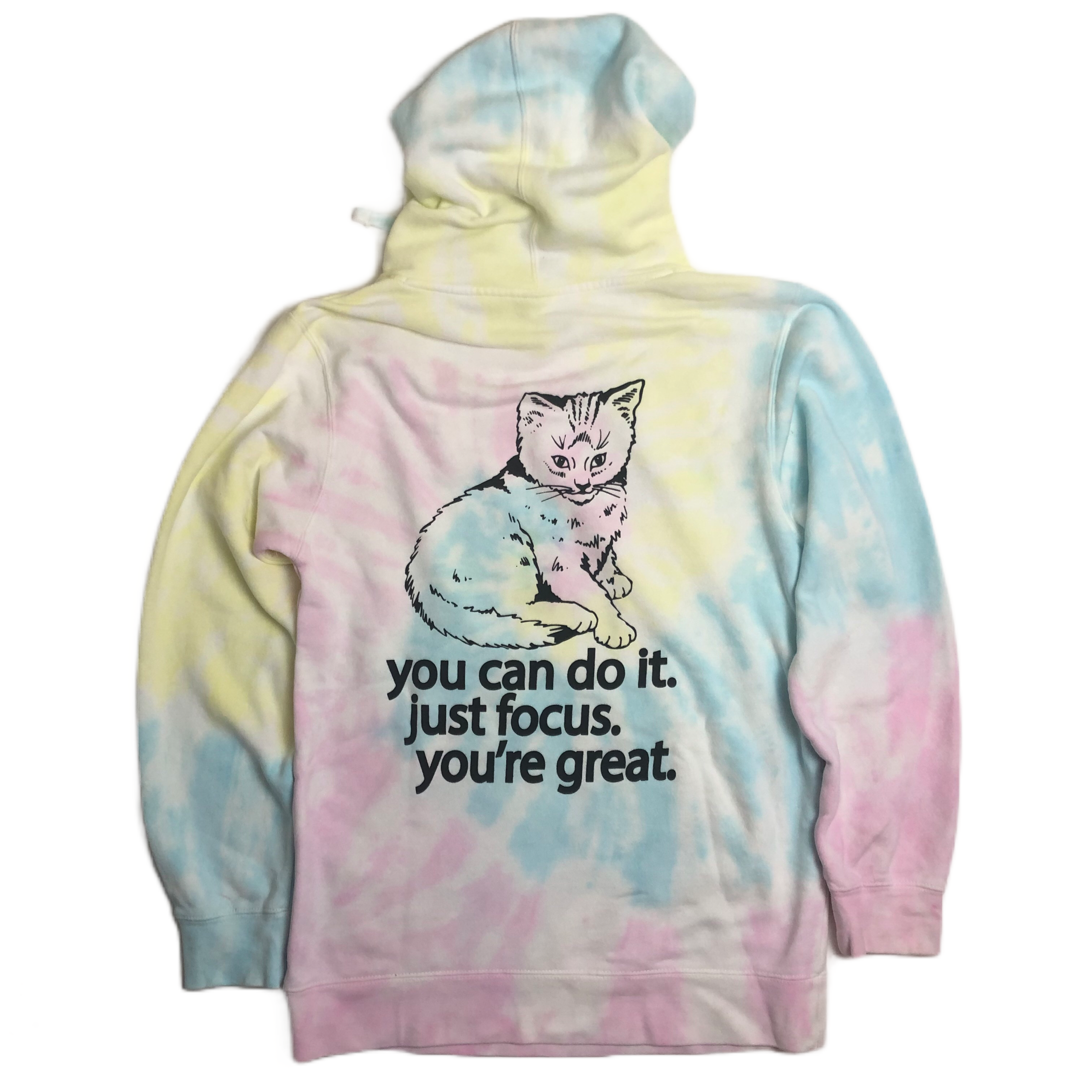 Focus Cat Tie Dye Hoodie Summer Swirl