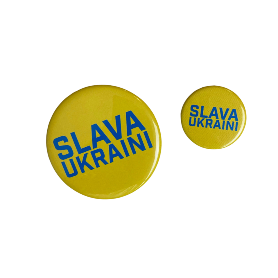 Slava Ukraini Button and Magnet
