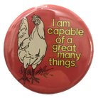 Positive Chicken Button Magnet Red