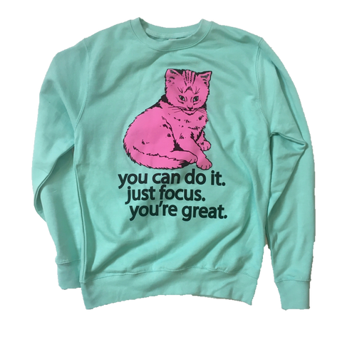 Focus Cat Sweatshirt - Bubble Gum Surf badkneesTs