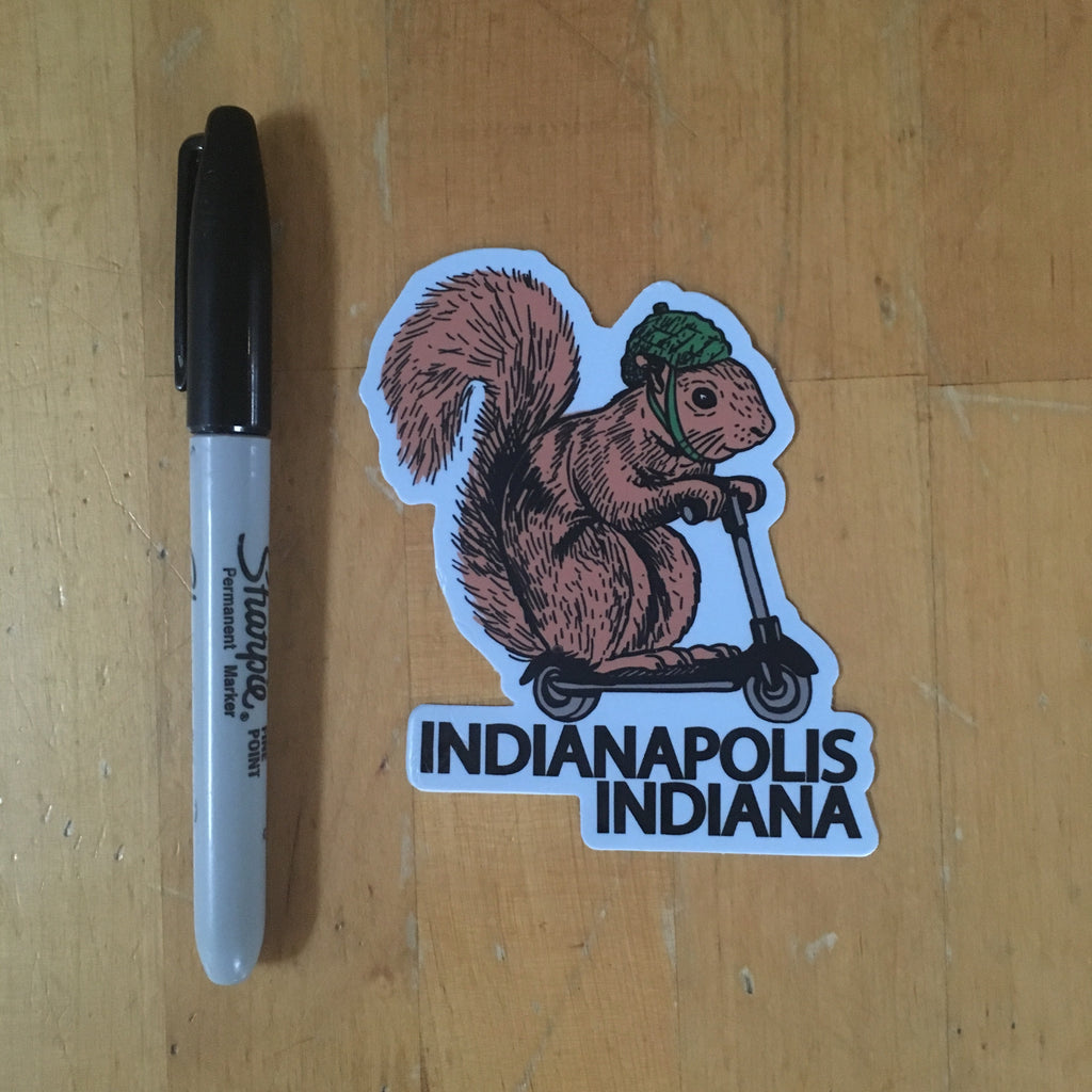 Indianapolis squirrel on a bird sticker - badkneesTs | badkneesTs