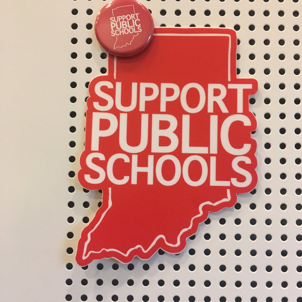 Indiana Red For Ed button  - Support Public Schools | badkneesTs