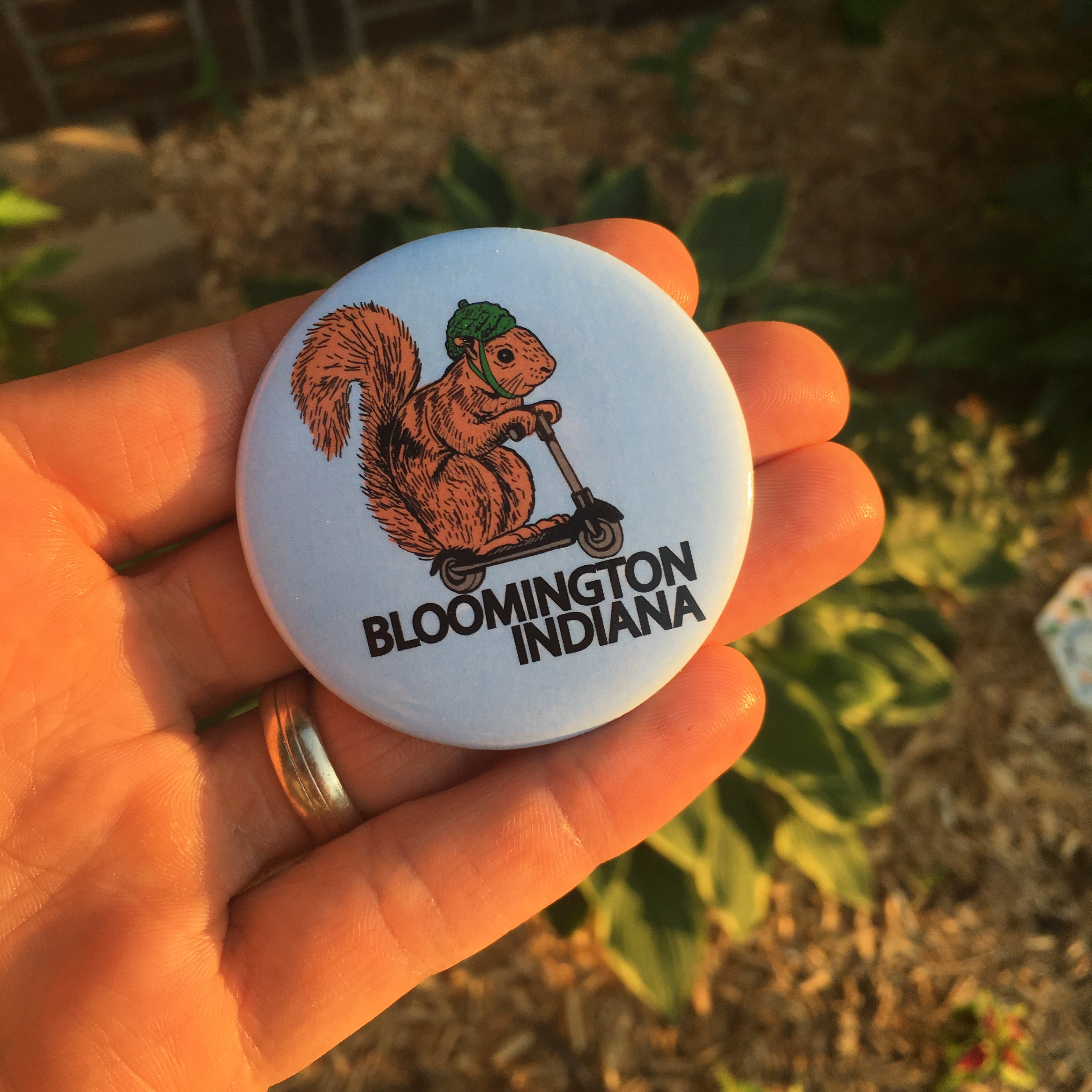 BIG squirrel on a bird button BLOOMINGTON - badkneesTs | badkneesTs