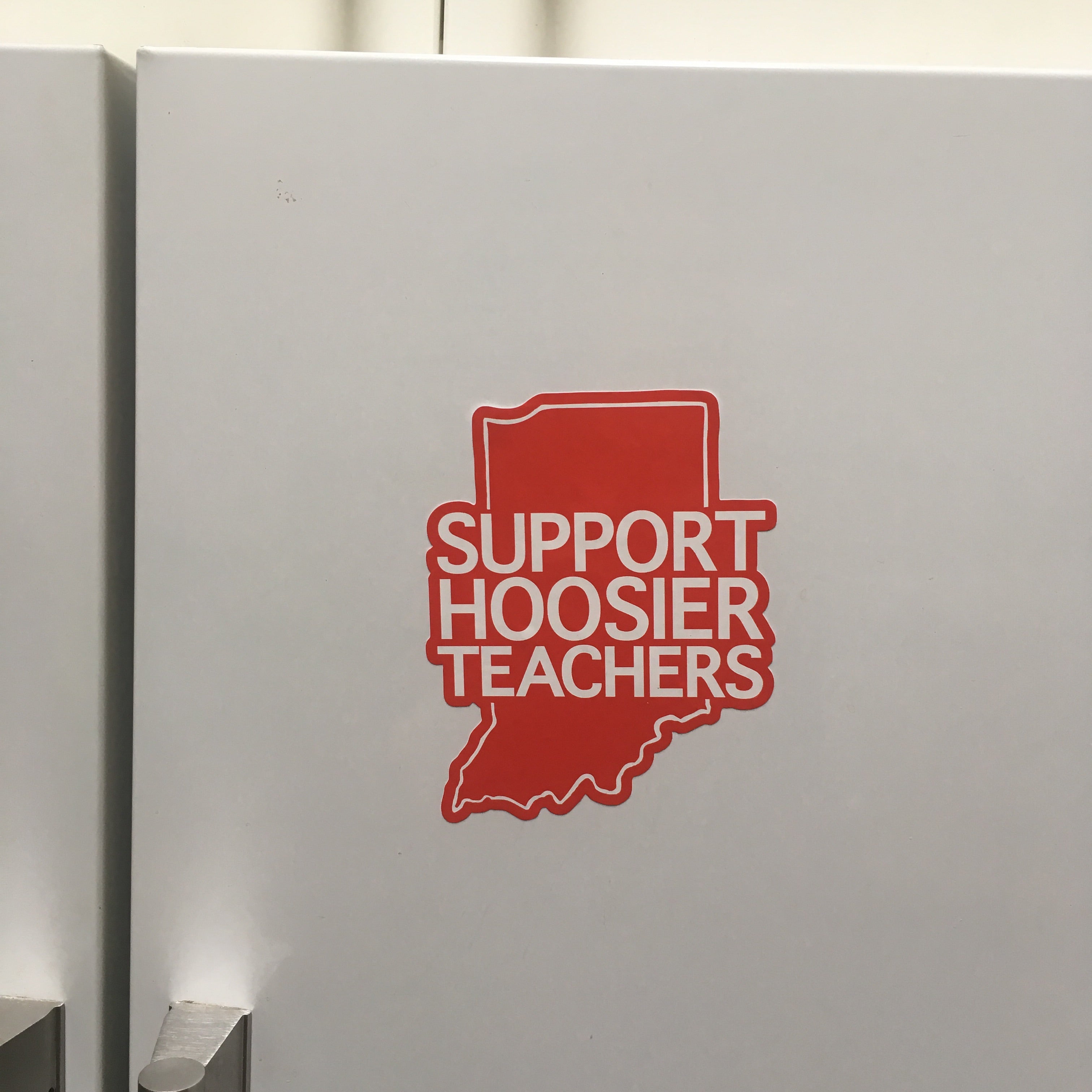 Indiana Red For Ed window cling - Support Hoosier Teachers - badkneesTs | badkneesTs