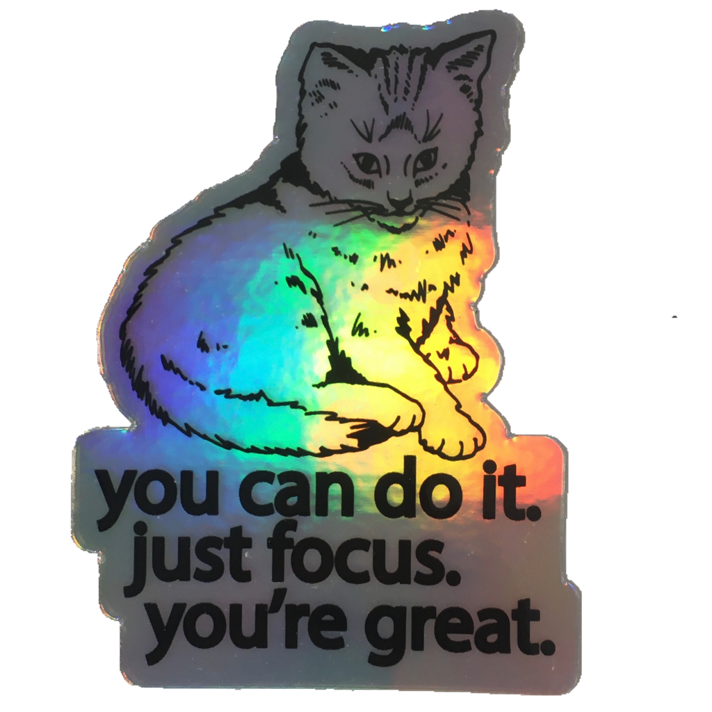 holographic focus cat sticker